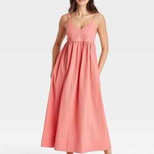 Elegant Coral Midi Dress